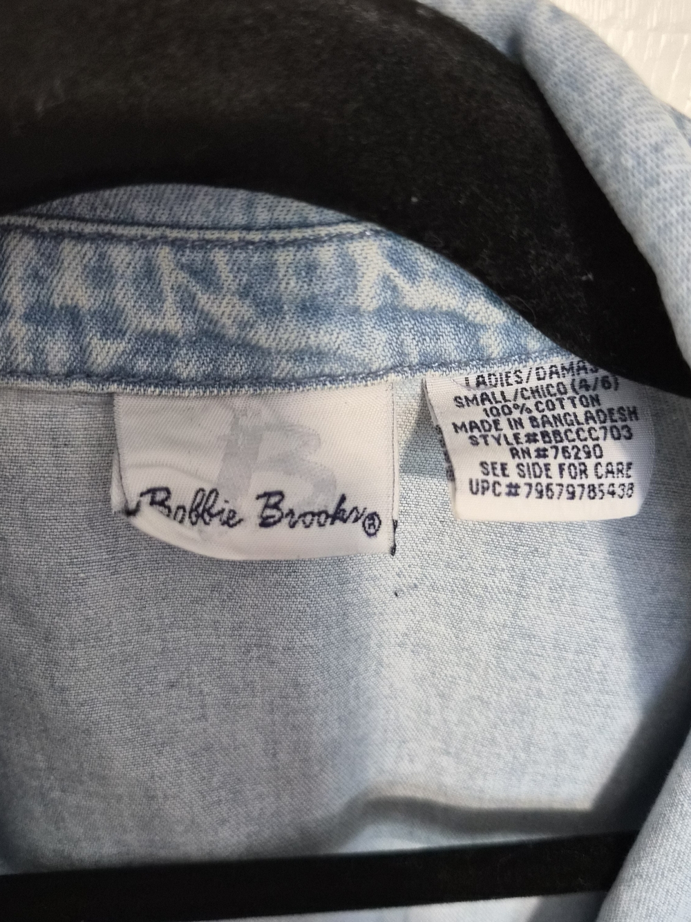 Bobbie Brooks Light Blue Denim Button-Down Shirt with Floral Embroidery - Picture 4 of 4